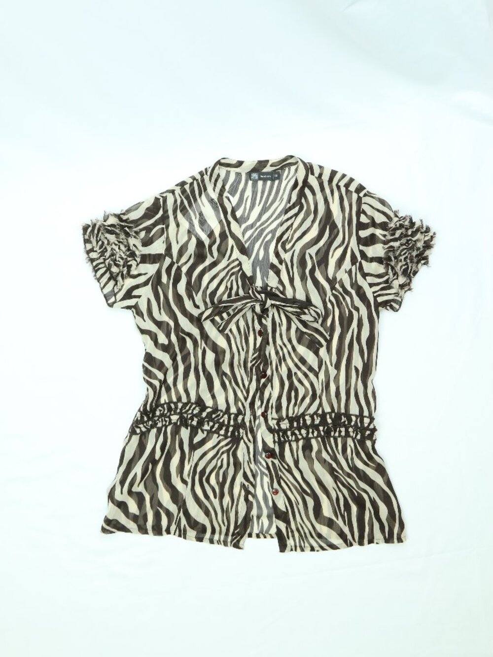 Women's Brown Zebra Striped Blouse Size Medium